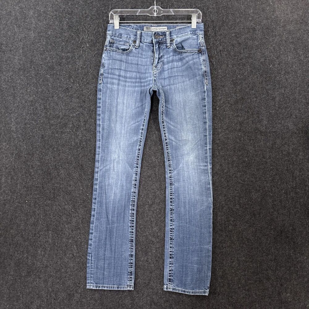 BKE Aiden Straight Jeans Men's 28x30 Blue Medium Wash Straight Denim Embroidered